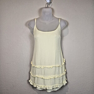 Francescas x Jun & Ivy Sundress Ruffle Skirt Pastel Yellow Cottage Summer Size S